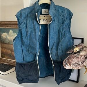 Older Brother waxed vest M blue and checkered